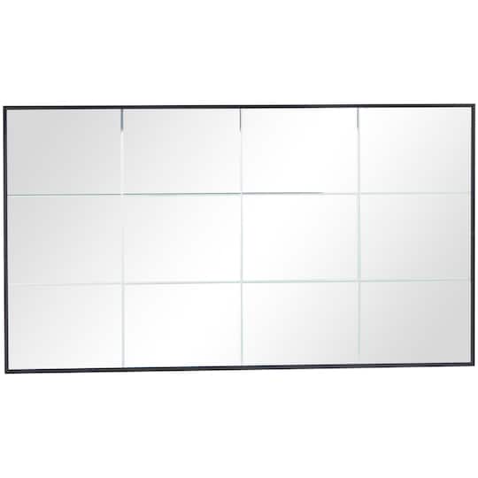Black Metal Grid Style Panel Wall Mirror 23&#x22; x 1&#x22; x 40&#x22;